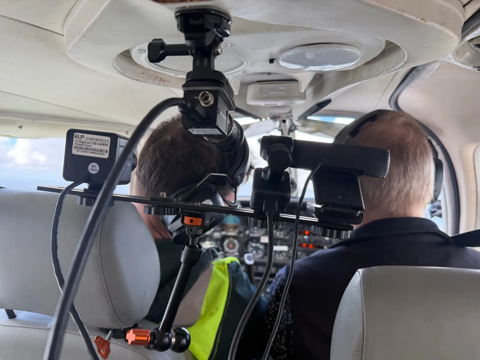 AvGuard camera rig mounted behind the seats of a light aircraft